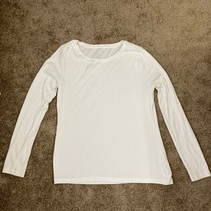 Women's White Ribbed Long Sleeve Tshirt
